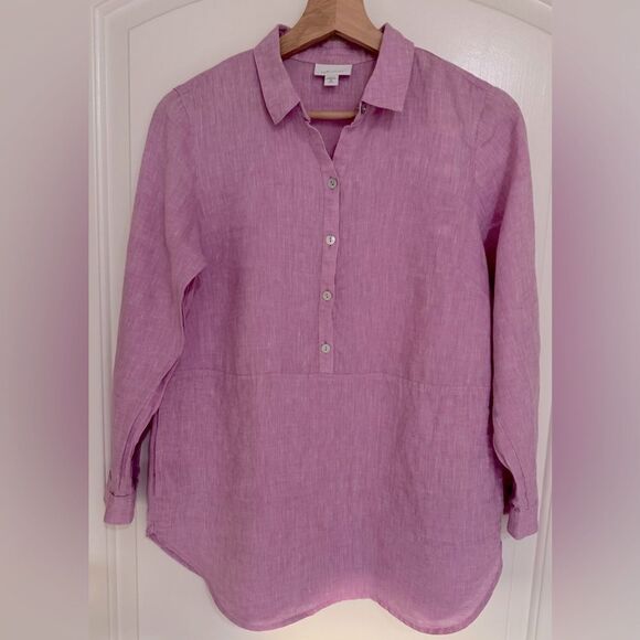 J. Jill Love Linen Popover Tunic in Lilac Size XS Petite - Picture 2 of 9